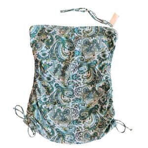 NWT Talbots Paisley Bandeau Tankini with Removable Adjustable Strap Size 12 Blue
